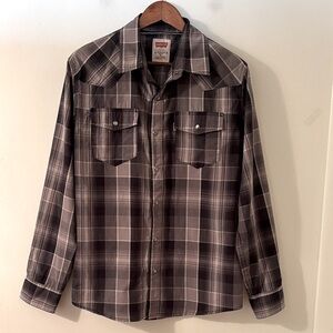 Levi’s Men’s Western Style Pearl Snap Long Sleeve Plaid Shirt Size M